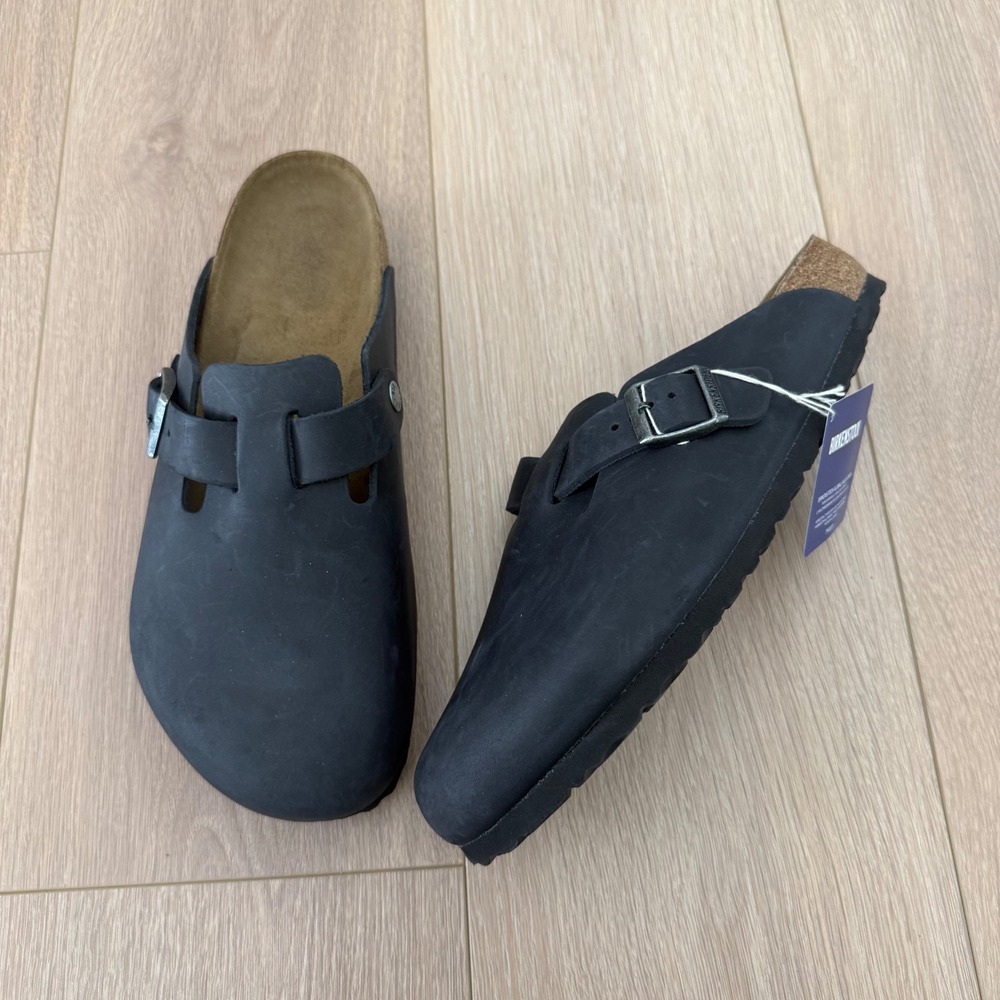 Birkenstock Boston Black Oiled Leather Clogs Mens 43 L10 M10 280mm NWT